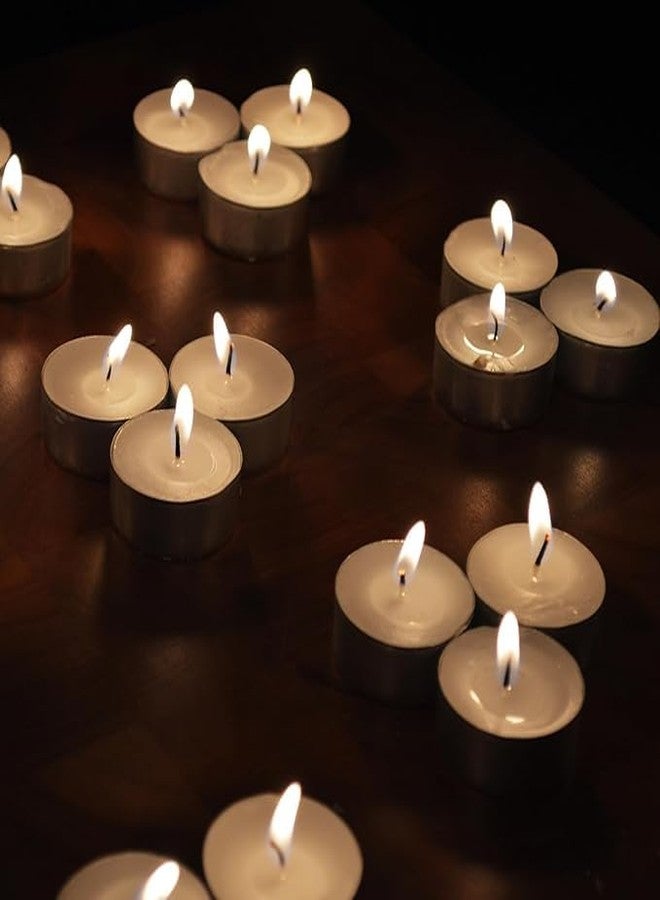 DECOVAA 4 Hours Unscented Tealight Candles, Long-Lasting and Clean-Burning Paraffin Wax Tea Light, Smokeless Candle for Home Décor, Romantic Dinners, Weddings, Diwali Decorations (Pack of 100) - Image 5